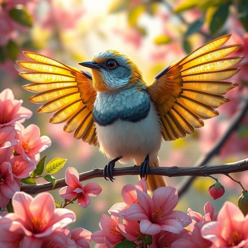Vibrant Papagaai Bird Perched in Blooming Paradise