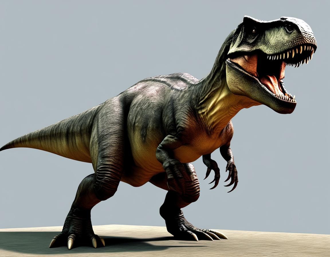 Realistic T-Rex in Fur Robe, 5000 BC