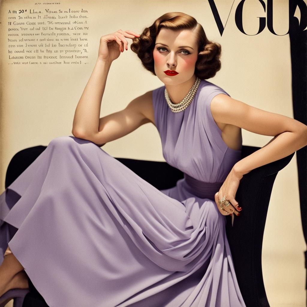 1930s Vogue Style Woman in Lilac Dress
