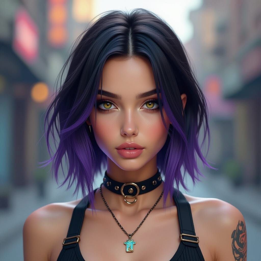 Expressive Dystopian Portrait with Asymmetric Haircut