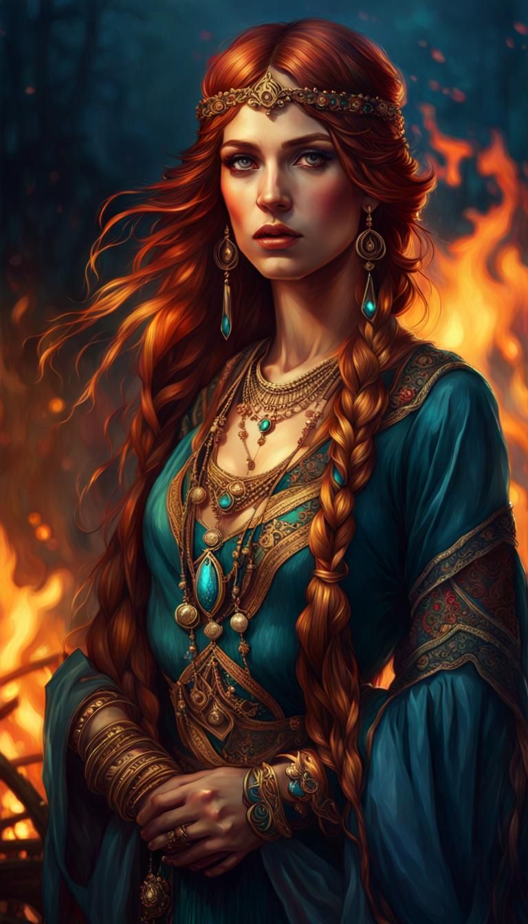 Bonfire Portrait in Dark Fantasy Style