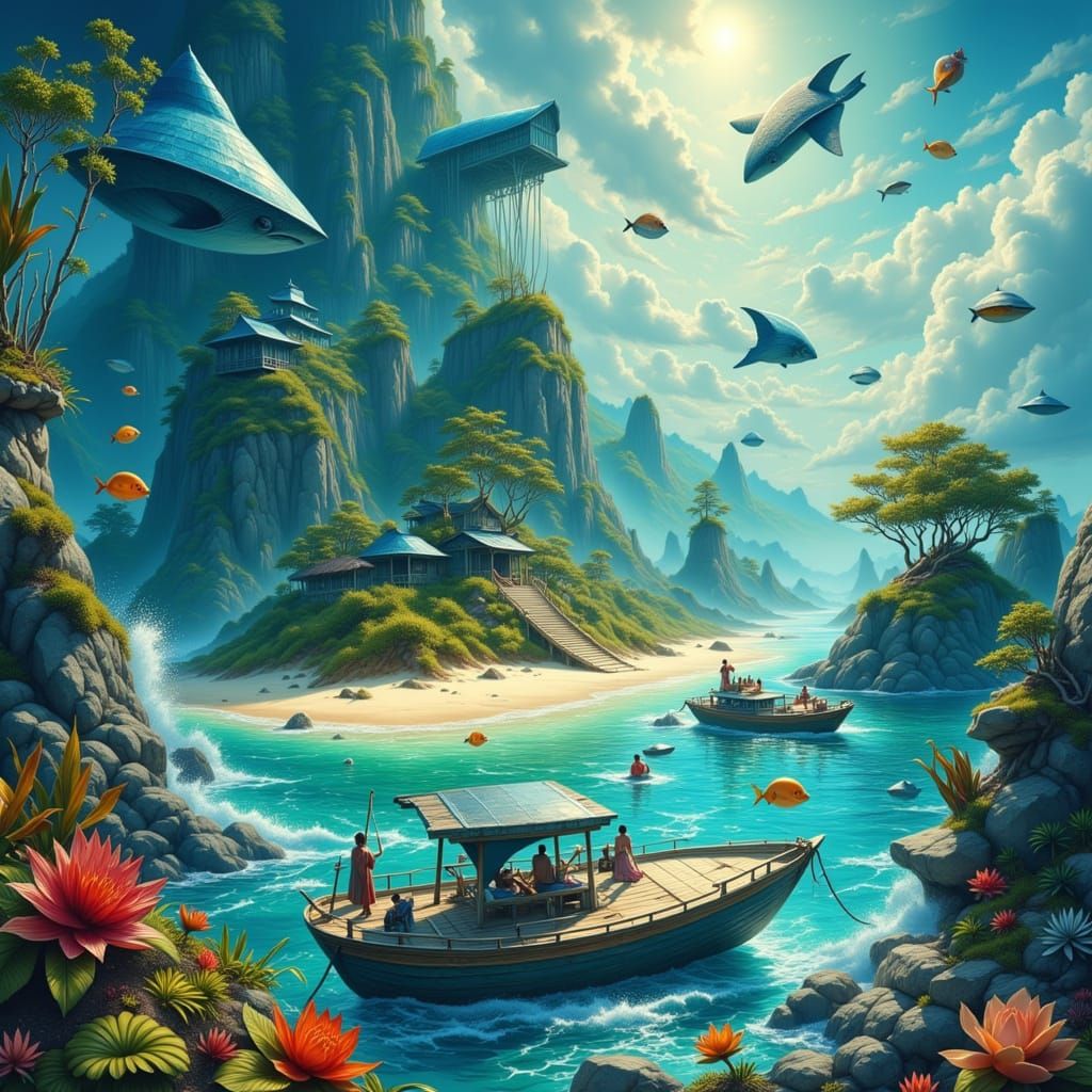 Surreal tropical landscape