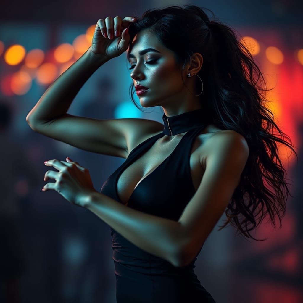 Expressive Dark Dance in Hyperrealistic Style