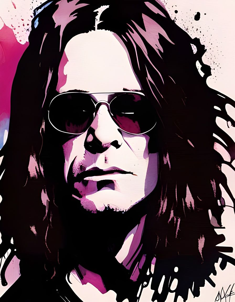 Dramatic Portrait of a Rock Star in Splash Art Style