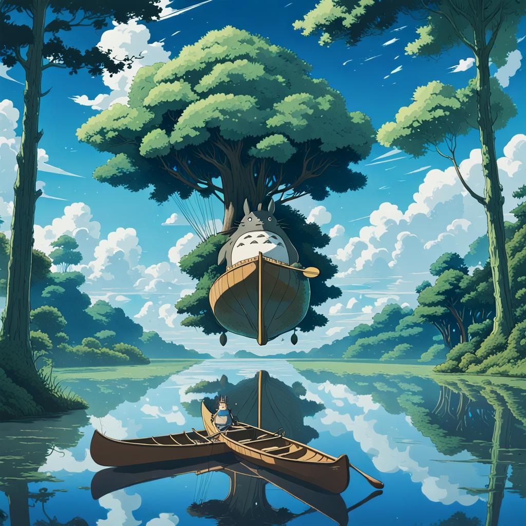 Totoro's Studio Ghibli Adventure in a Canoe
