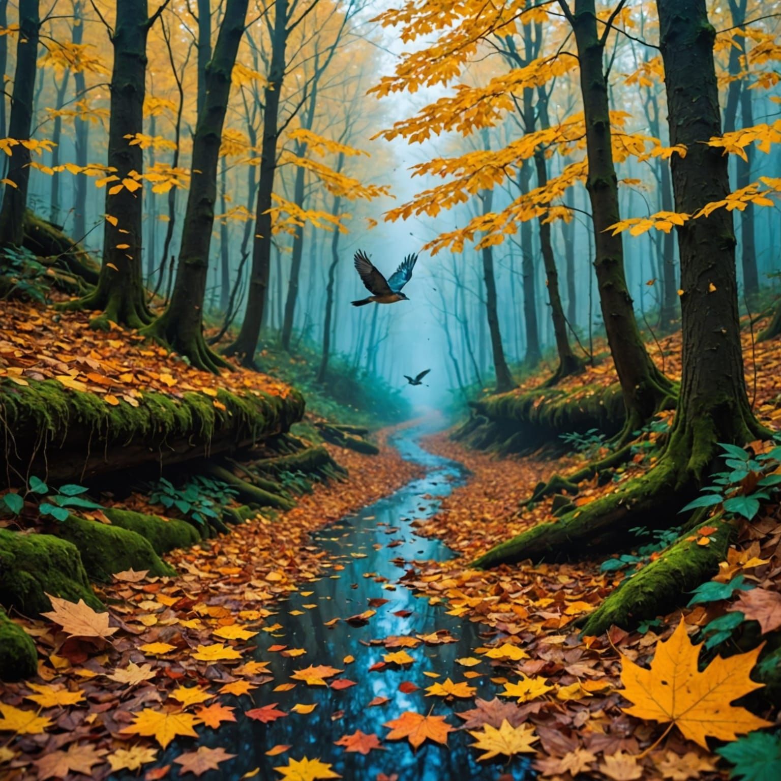 Magical Autumn Woods Whisper of Leaves