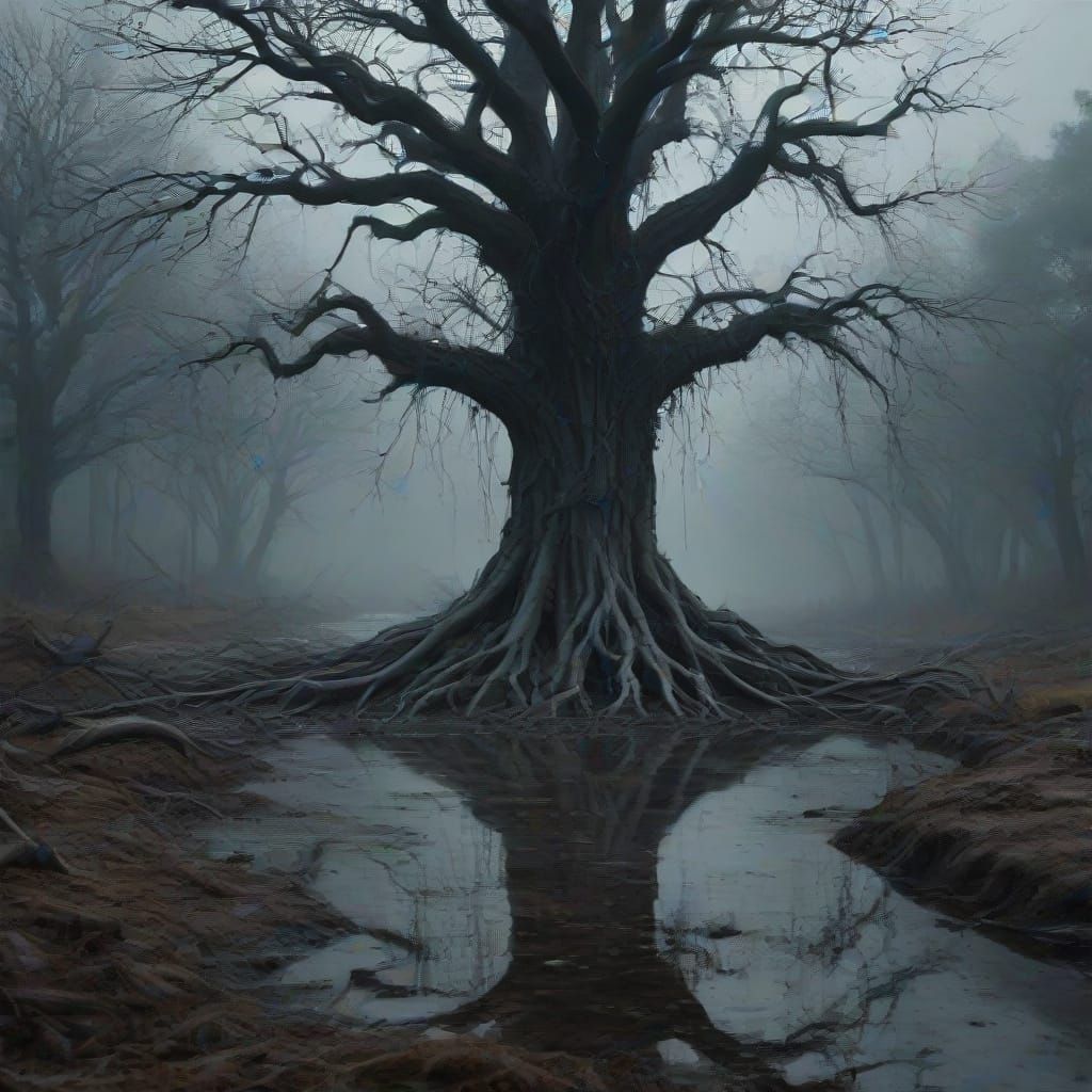 Haunting Nightmarish Scene in Dark Fantasy Art