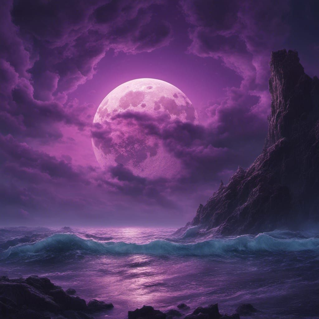 Mystical Ocean at Night in Dark Fantasy Style