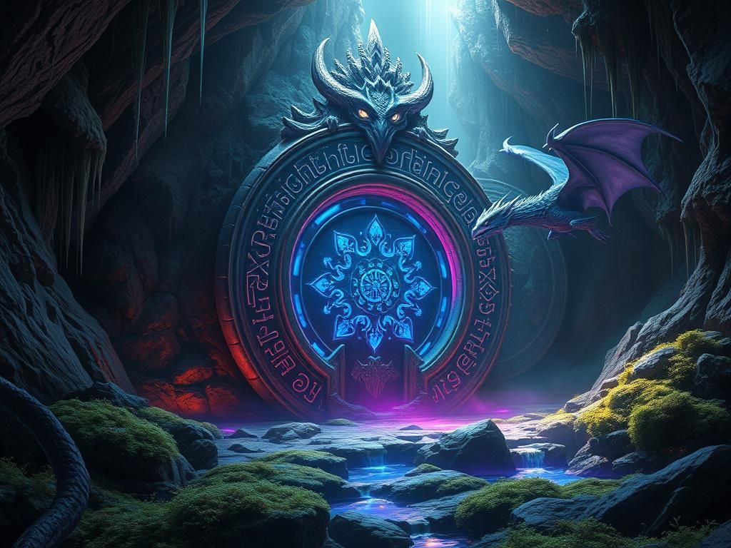 ...then we saw this towering portal in the cave, guarded by ...