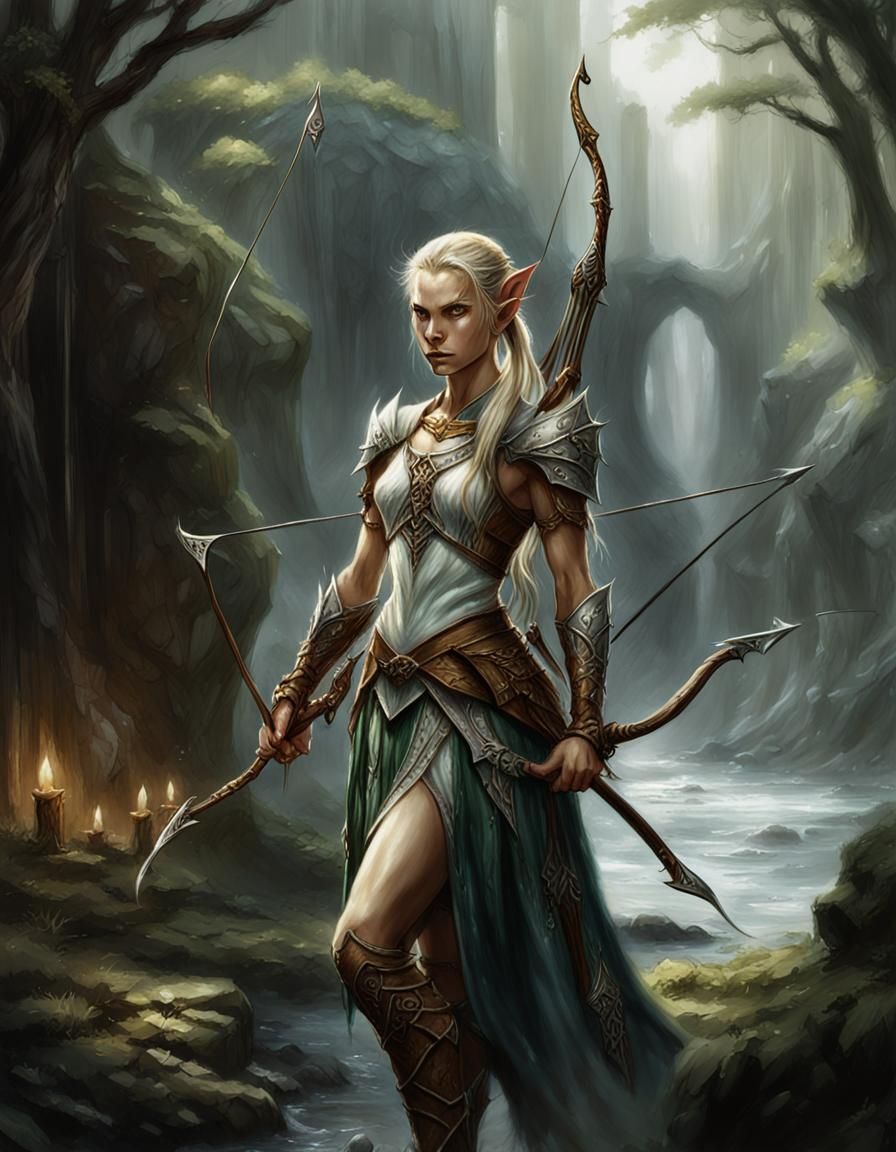 High Elf Archer in Oil Sketch Style