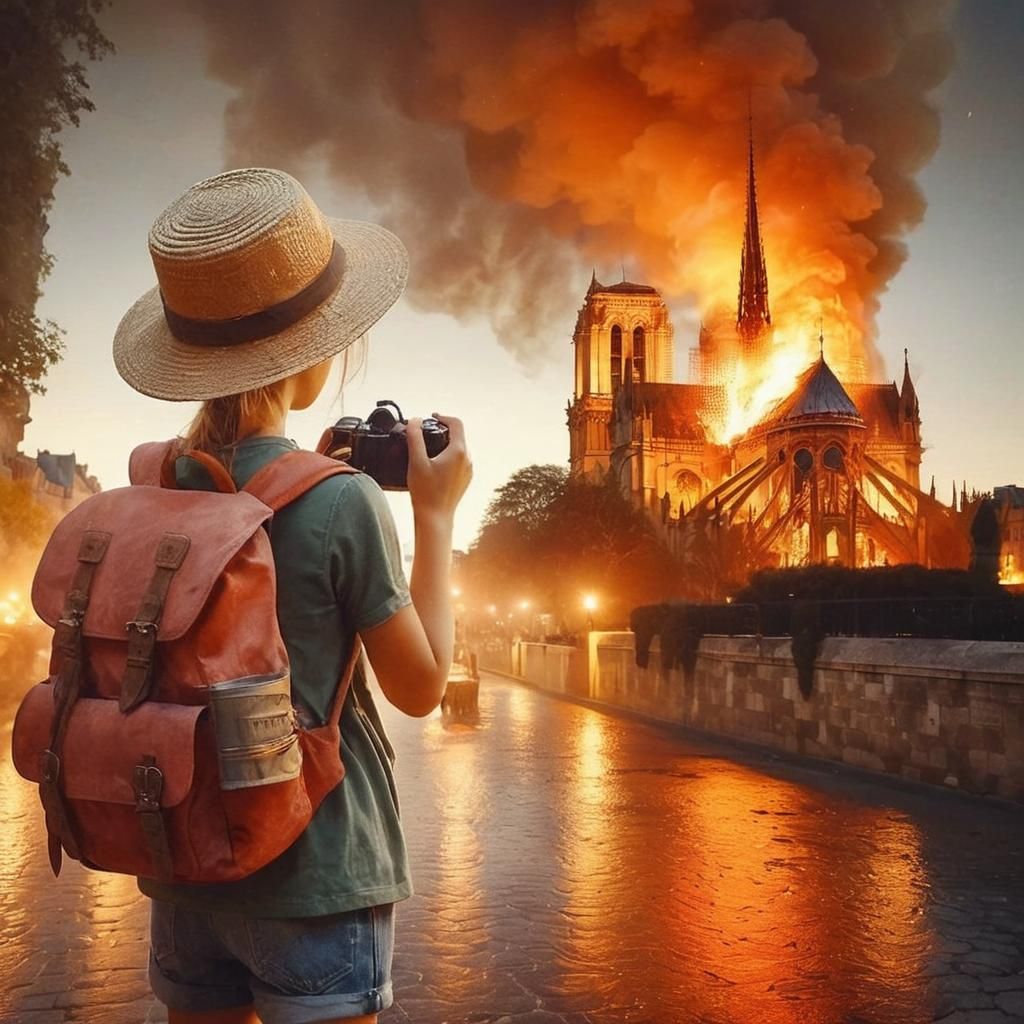 Little Girl Stands Firm as Notre-Dame Burns in Cinematic Gol...