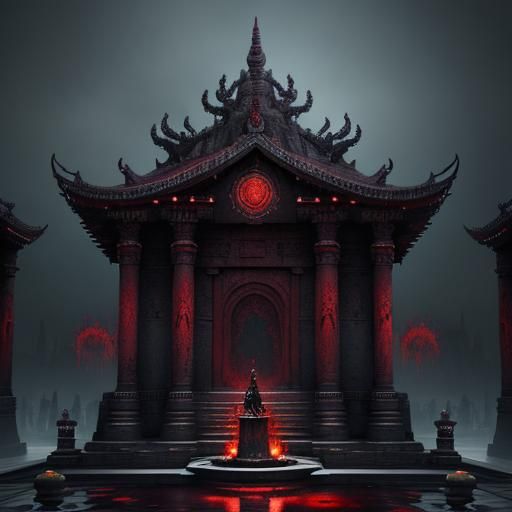 Temple with Bleeding Sith Statue: Fantasy Concept Art