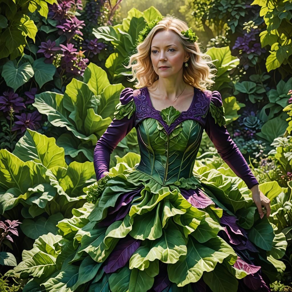 Lettuce Skirt Portrait in Whimsical Garden
