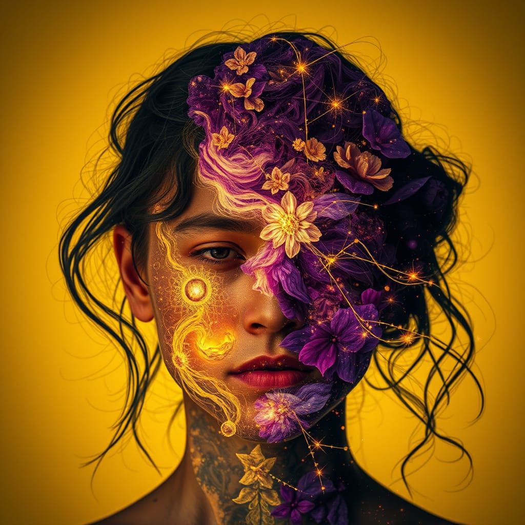 Double Exposure Soul in Dreamlike Ambiance