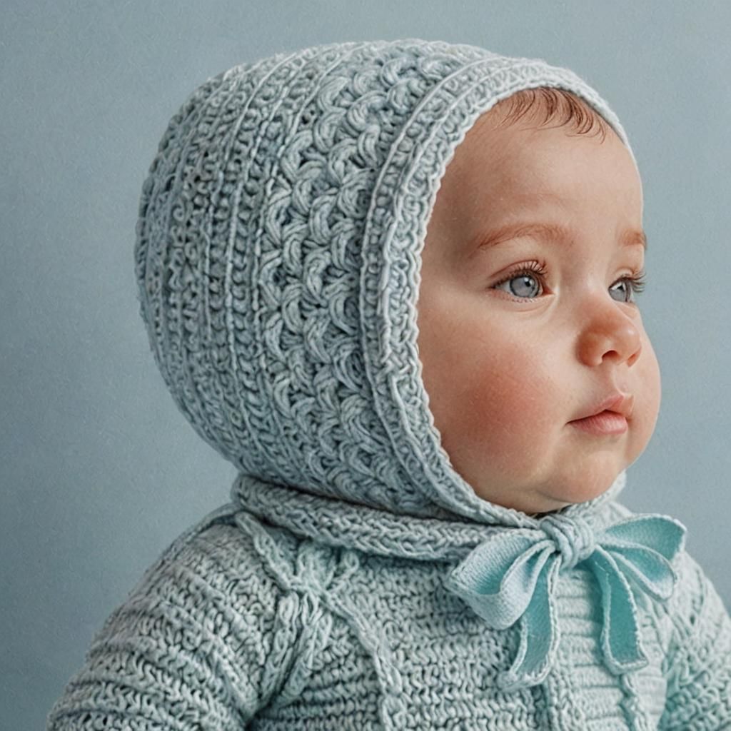 Blue Crochet Knitted Baby Hat in Pastel Photography