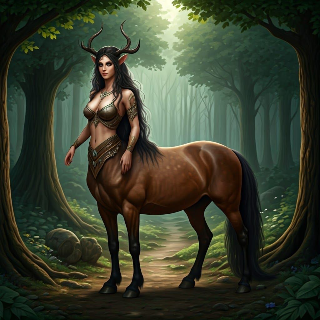 Female Centaur in Forest Glade