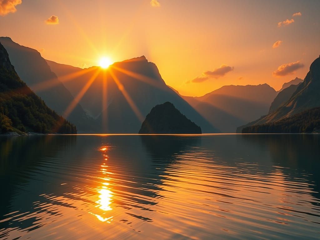 Panoramic Sunset Lake in Hyper-Realistic 3D