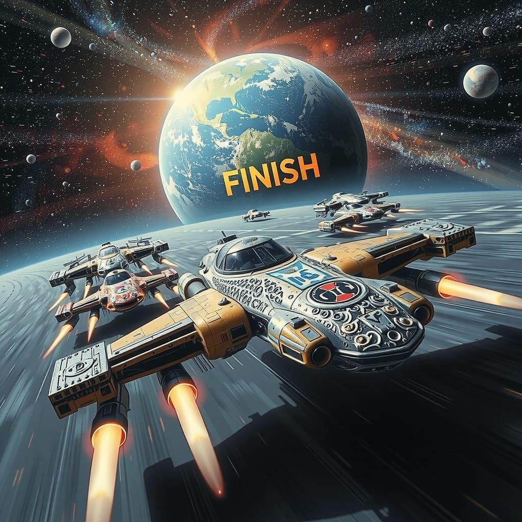 Spaceship Race Through Spectacular Space in 3D