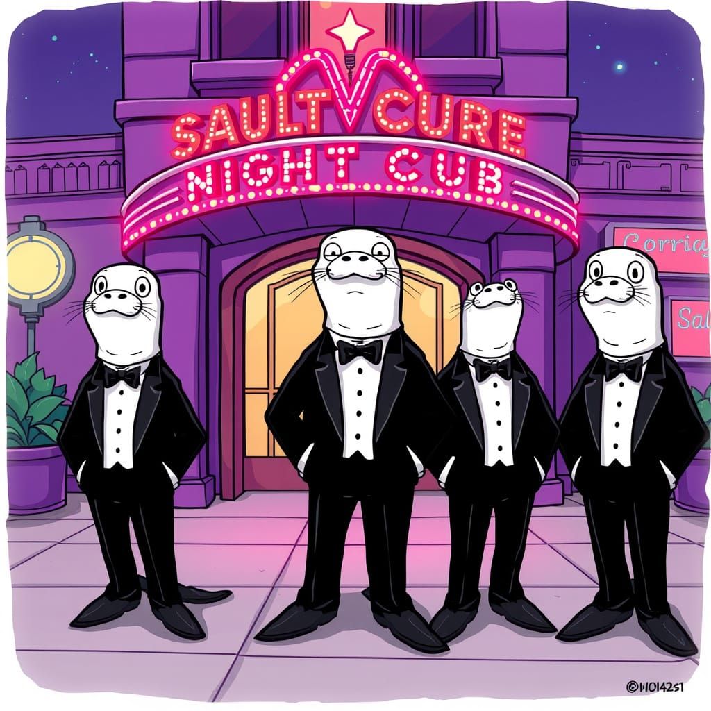 Cartoon Seals Nightclub Adventure