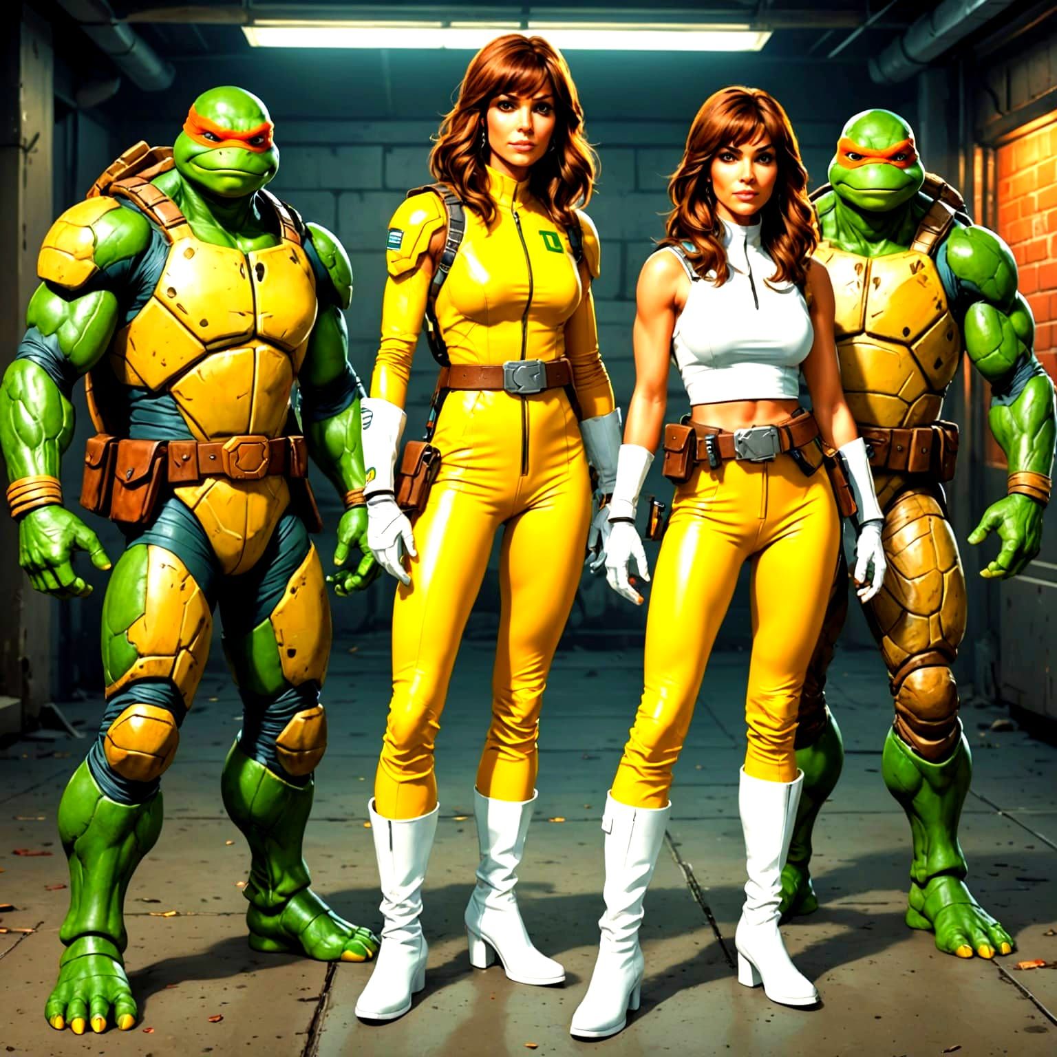 Ninja Turtles Meet April O'Neil in Cyberpunk Style