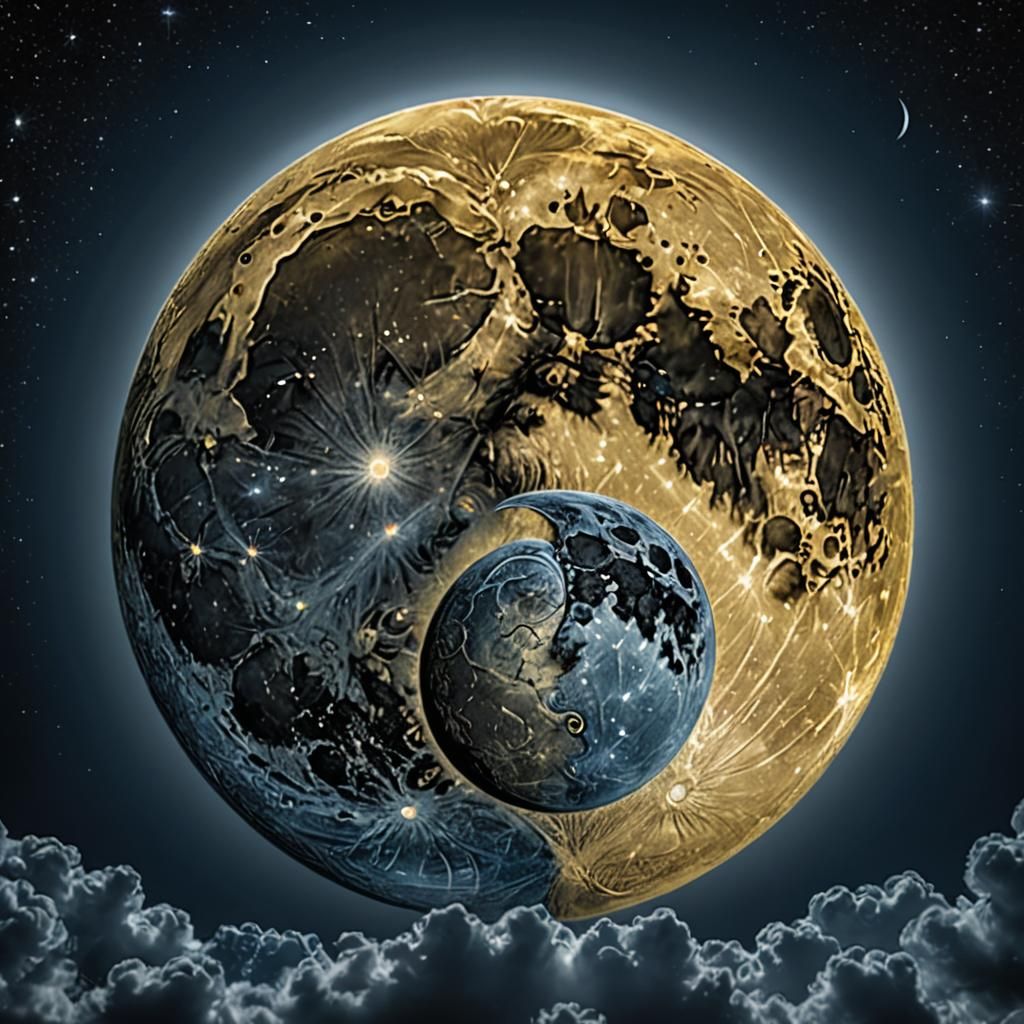 Yin Yang Moon: Hyperrealistic Lunar Symbolism
