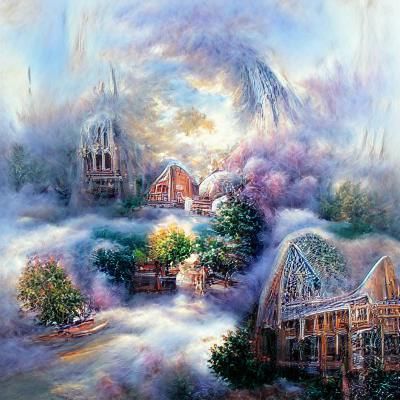 Ethereal Fantasy Landscape in Kinkade Style