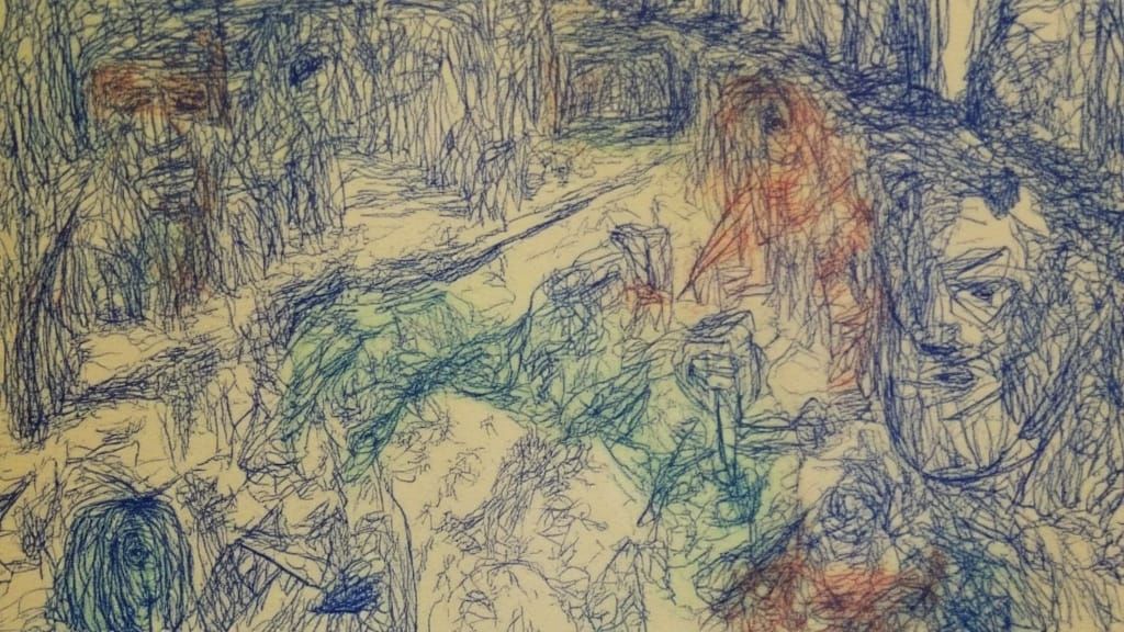 Ambiguous Dreamscape of Interwoven Forms in Pastel Style