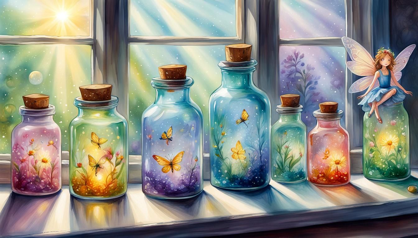 Fairy on Bottle with Luminescent Liquid