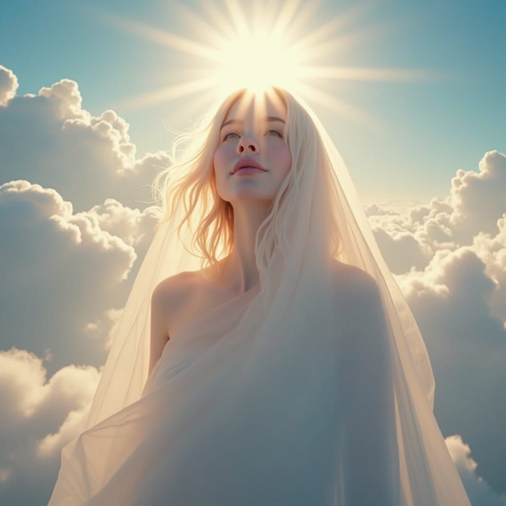 Radiant Woman in Divine Light, Ethereal Glow