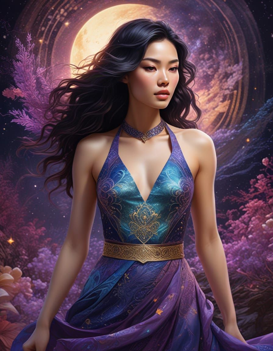 Stunning Vietnamese Woman in Embroidered Apron Camisole