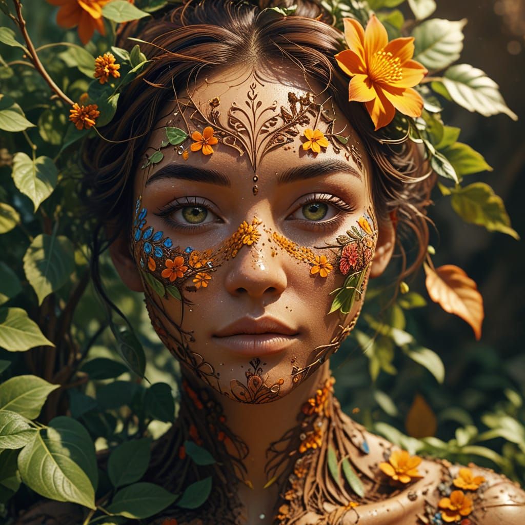 Vibrant Floral Beauty in Intricate Anime Style