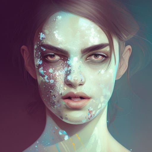 Woman with White Paint: Hyperdetailed Portrait