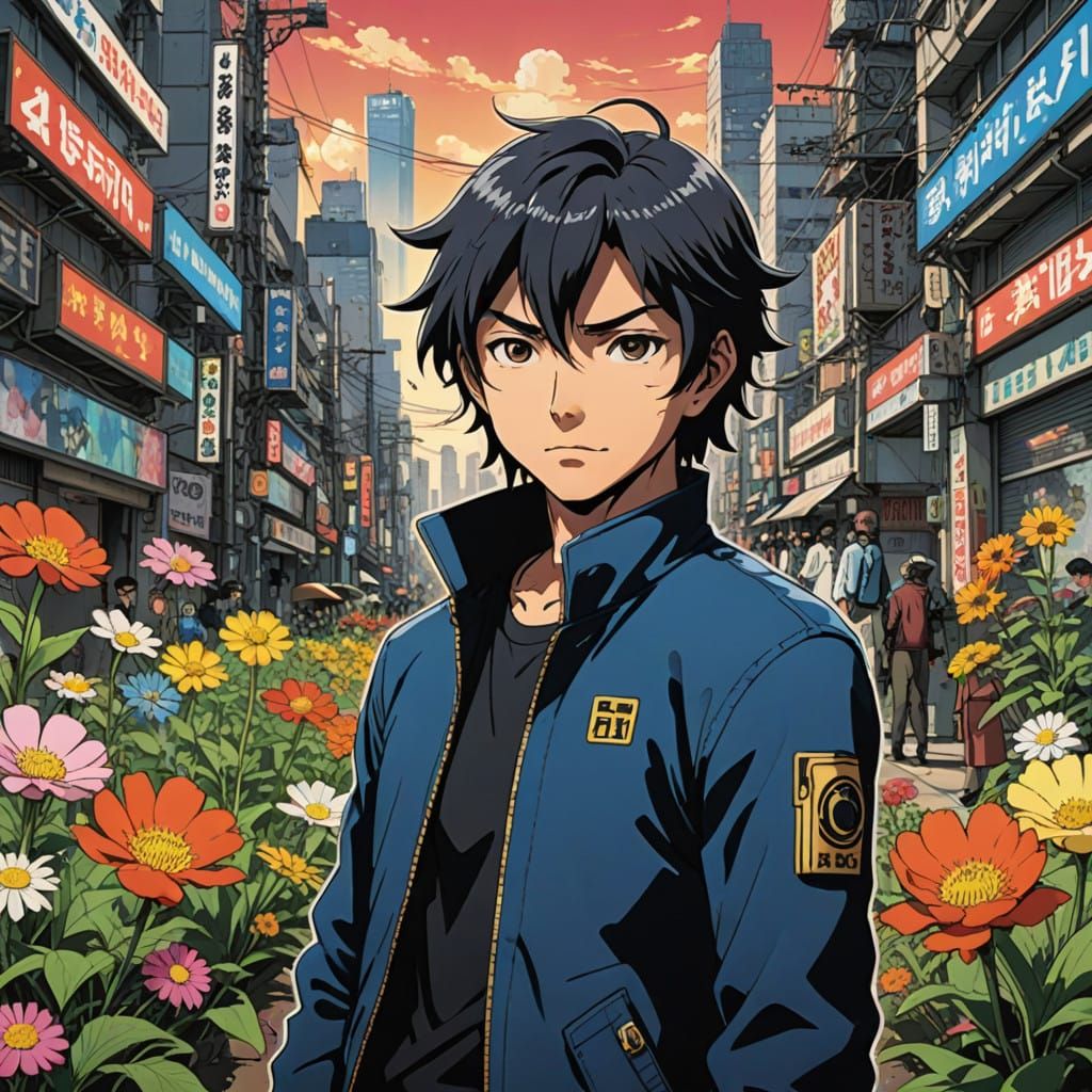 Stunning Anime-Style Garden Blooms in Vibrant Color