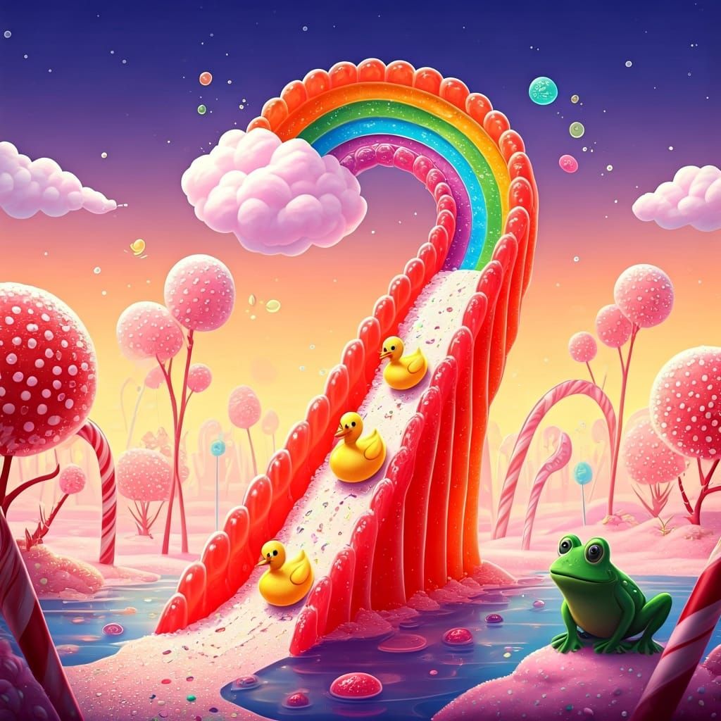 Candy Rainbow Slide in a Sweet Dreamscape