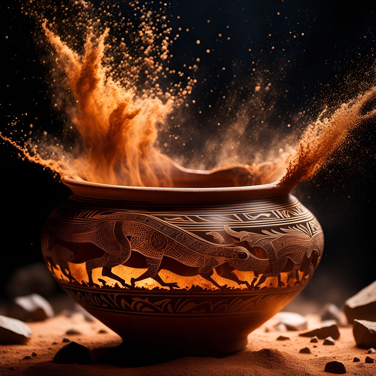 Prehistoric Pottery Disintegrating in Energy Beam