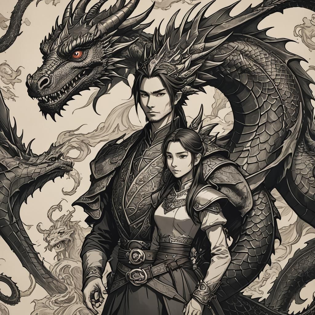 Child Painting with Dragon Illustration