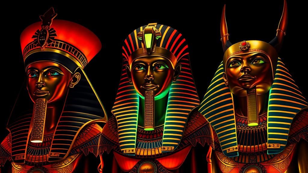 Ornate Egyptian Gods in Translucent Colors