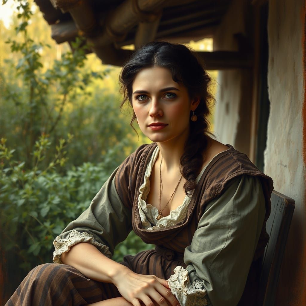 Woman in a Rustic Landscape