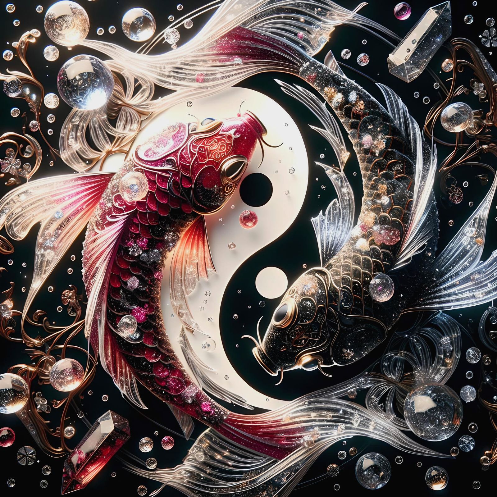 Crystal Yin Yang Koi