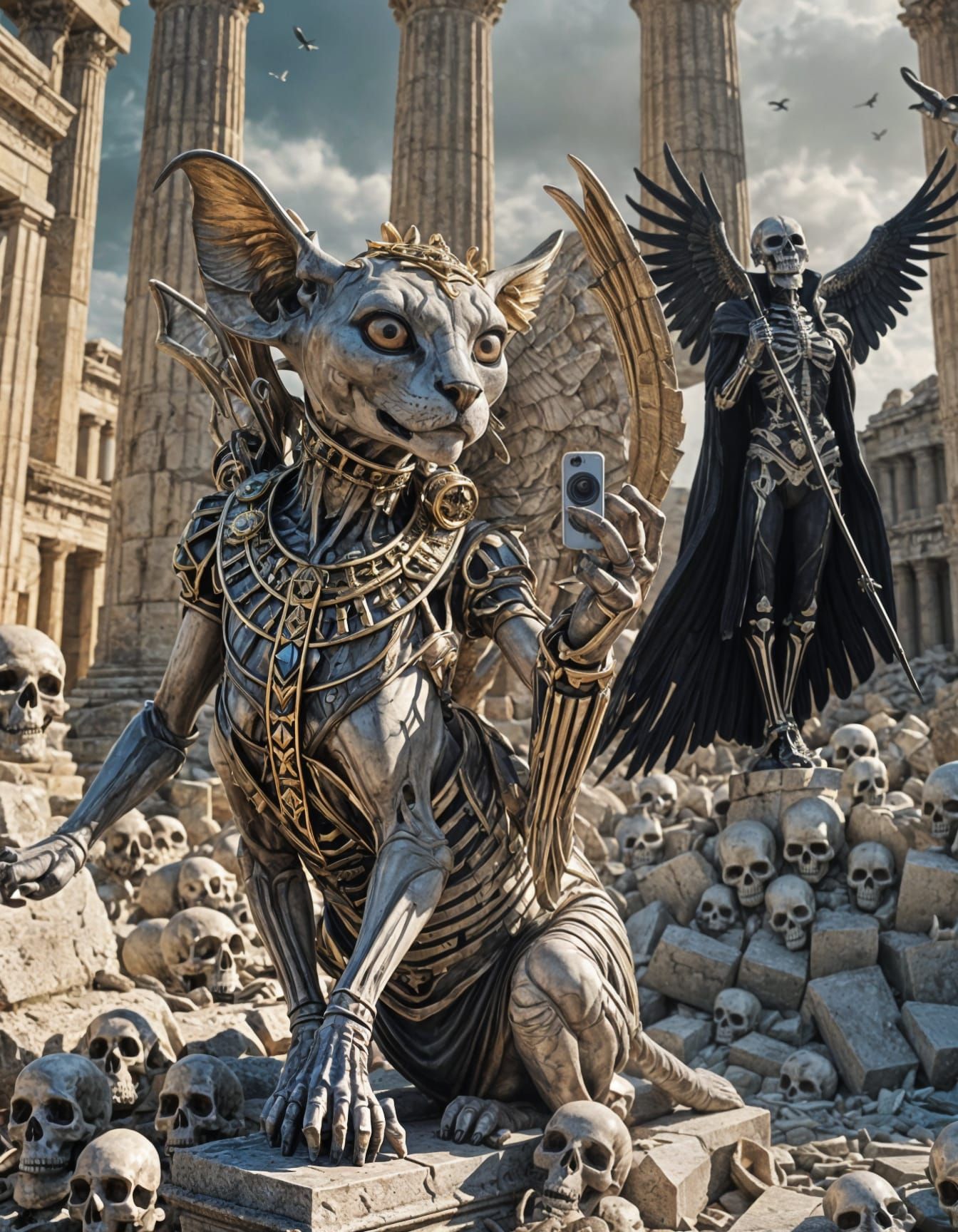 Surreal Sphynx Selfie at Parthenon Ruins