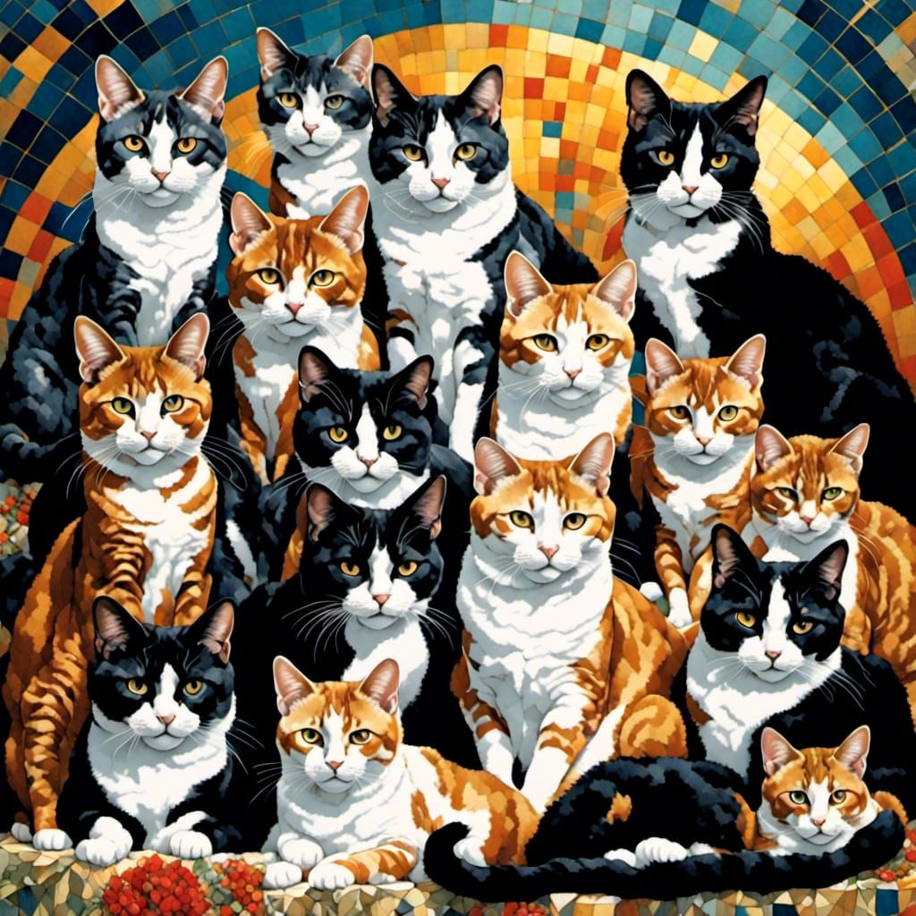 Pile of Cats in Warm Lighting