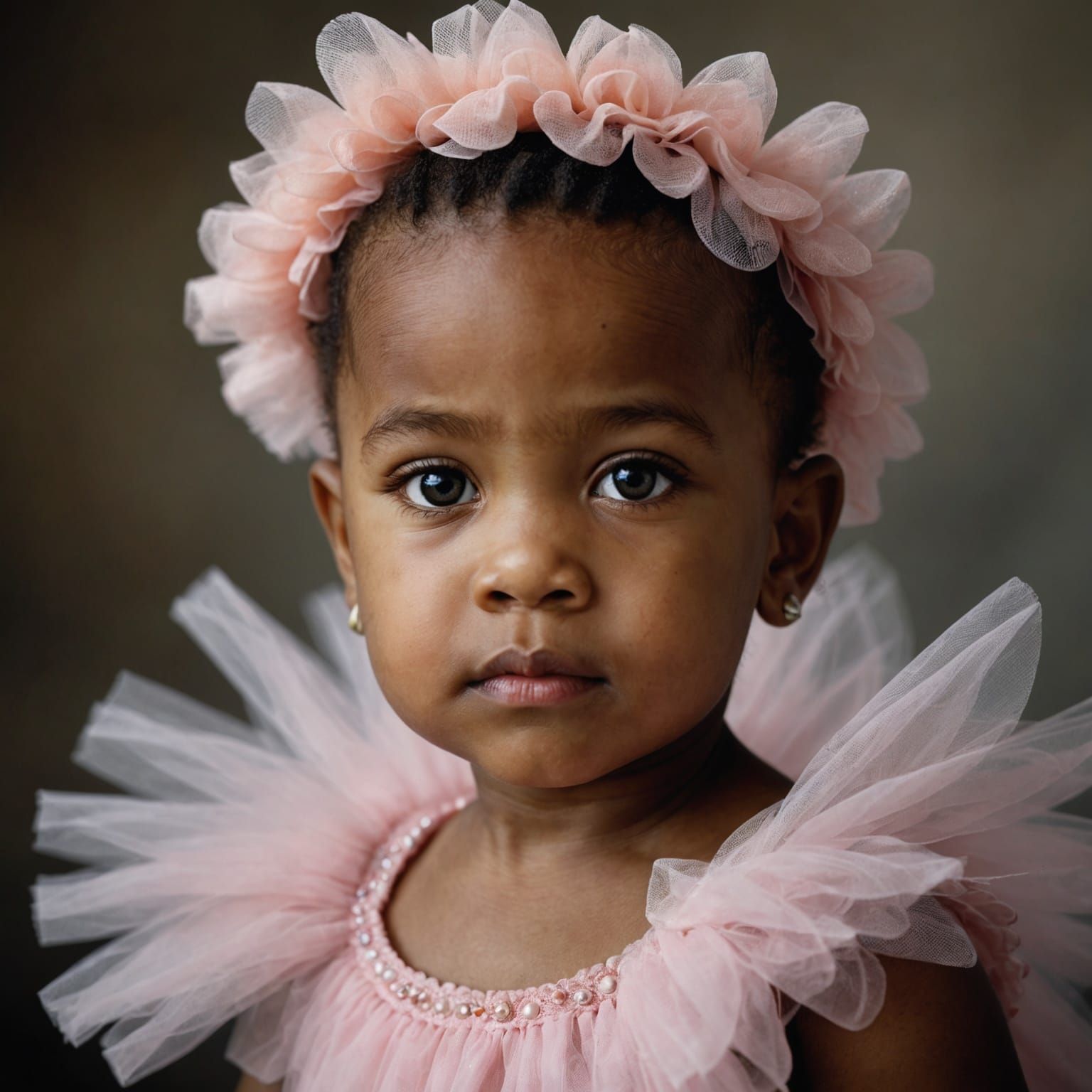 Baby in Tulle Tutu Portrait, Studio Lighting