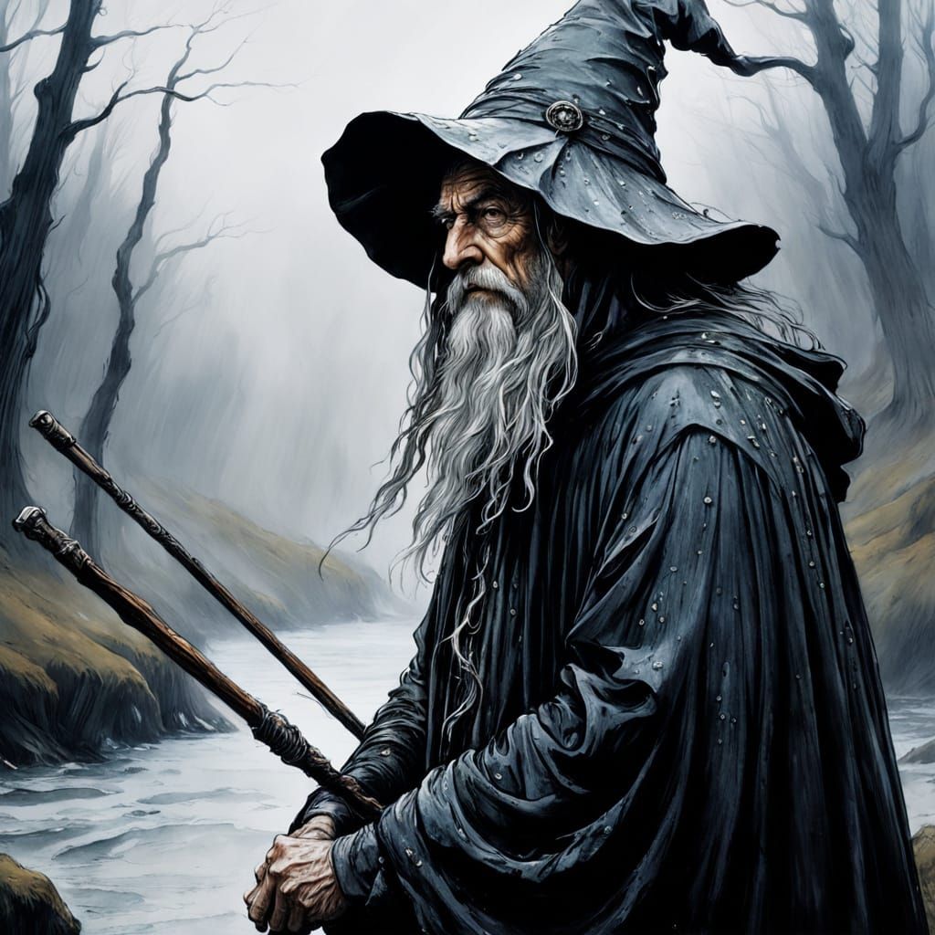 Ominous Wizard in Storybook Style