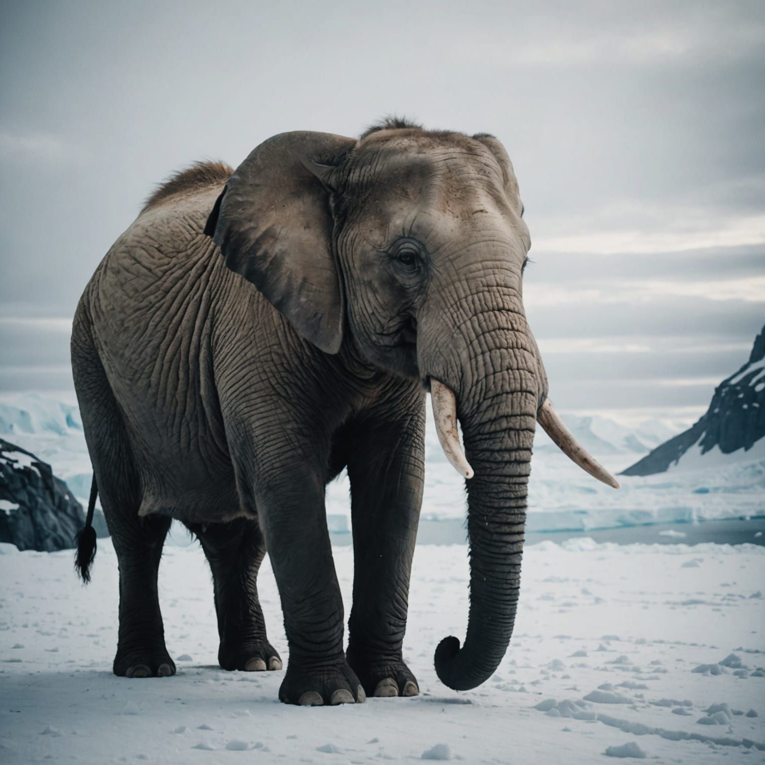 Elephant with Pig Snout in Antarctica - Cinematic Still