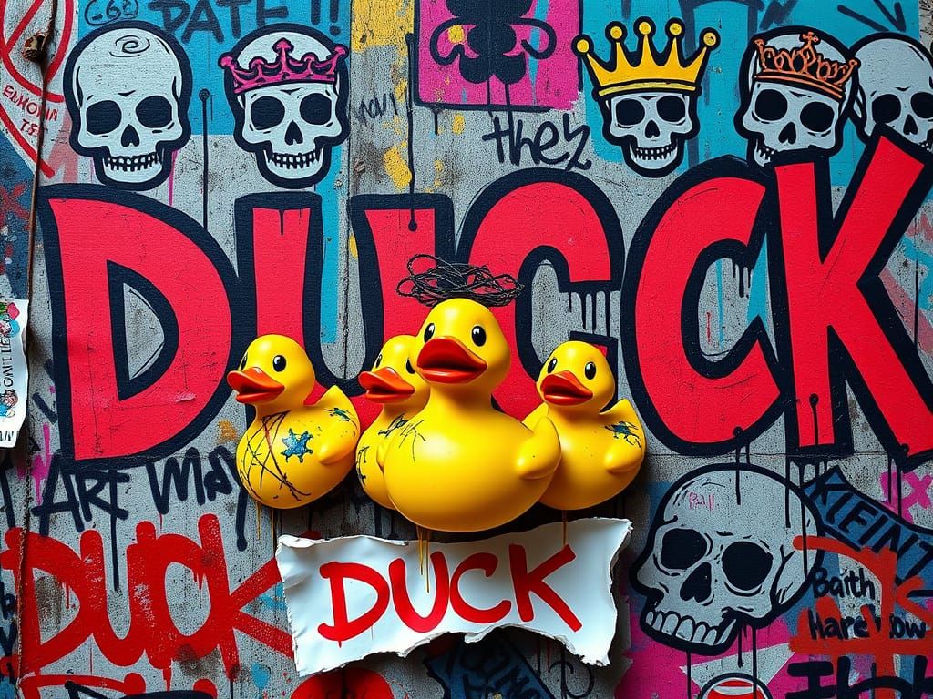 Basquiat-esque Rubber Ducks