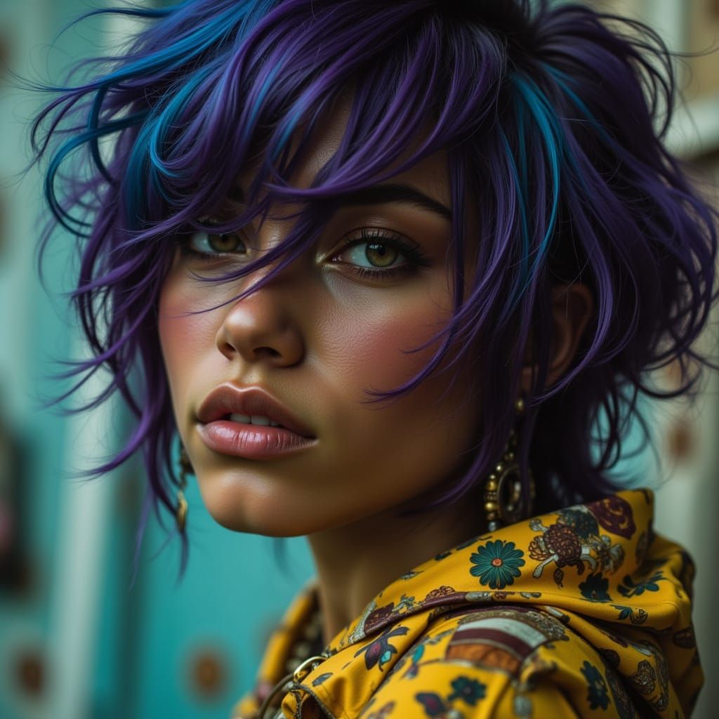 Edgy Emopunk Portrait with Vivid Colors