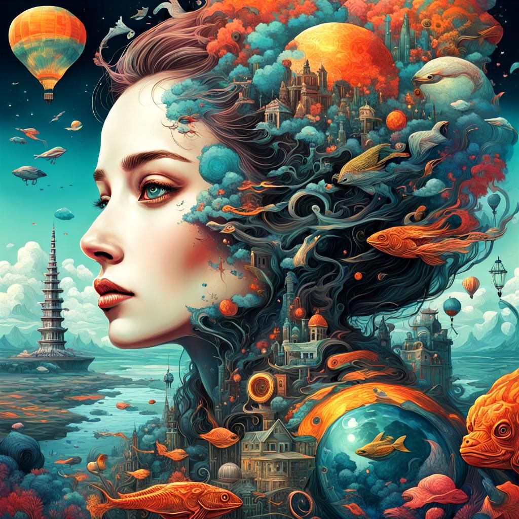 Surreal Time: A Vibrant, Hyperdetailed Illustration