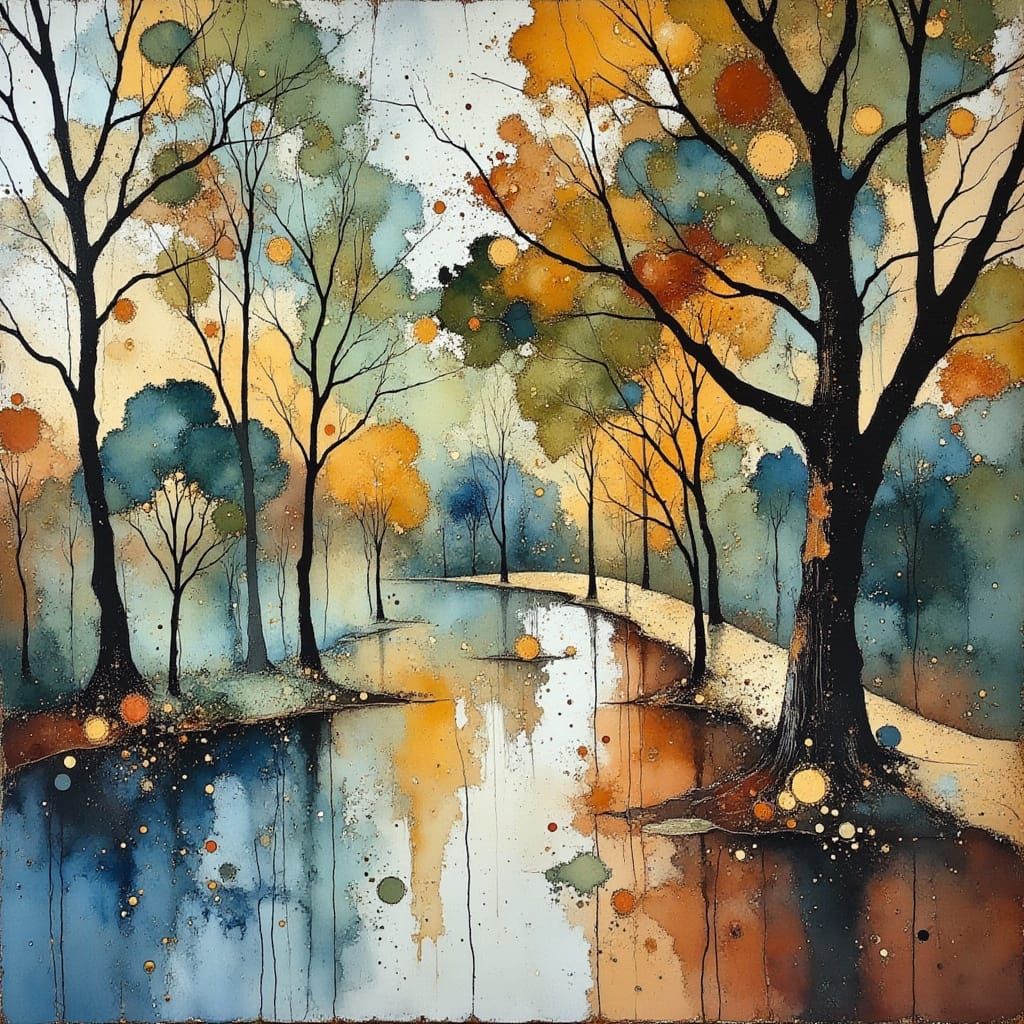 Surreal Neo-Impressionist Oil Painting of Macarthur Park in ...