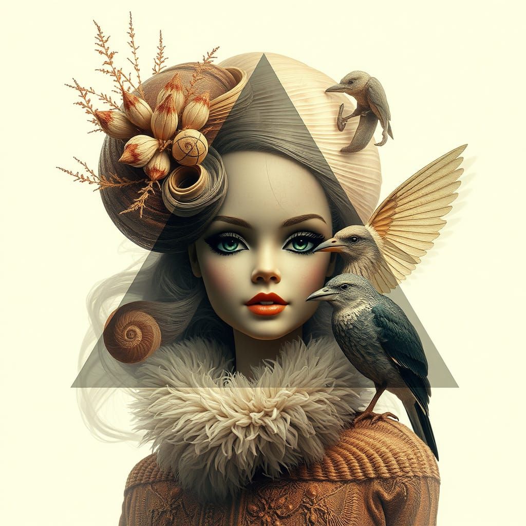 Dreamlike Barbie Doll in Hyper-Realistic Double Exposure