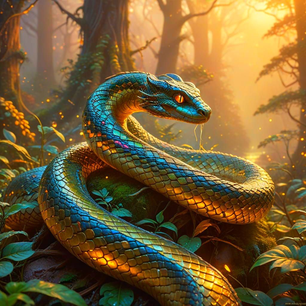 Midgard Serpent Enfolding the World in Fantasy Style